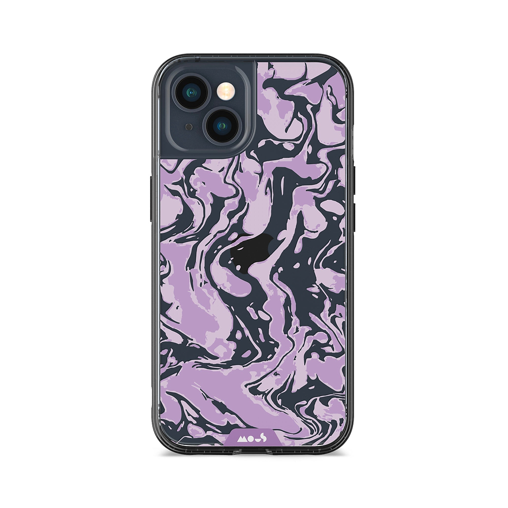 Klare Schutzhülle Transparent Qi Wireless Charging Marmoriert Lila Design | iPhone 13iPhone 13 mini