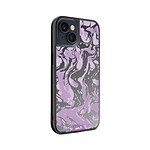Klare Schutzhülle Transparent Qi Wireless Charging Marmoriert Lila Design | iPhone 13iPhone 13 mini