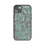 Coque protectrice transparente Qi Wireless Charging Marbled Sage Green Design | iPhone 14 PlusiPhone 14iPhone 15iPhone 15 Plus