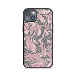 Coque protectrice transparente Qi Wireless Charging Marbled Dusky Pink Design | iPhone 14 PlusiPhone 14iPhone 15iPhone 15 Plus