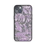 Coque protectrice transparente Qi Wireless Charging Marbled Lilac Purple Design | iPhone 14 PlusiPhone 14iPhone 15iPhone 15 Plus
