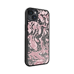 Coque protectrice transparente Qi Wireless Charging Marbled Dusky Pink Design | iPhone 14 PlusiPhone 14iPhone 15iPhone 15 Plus