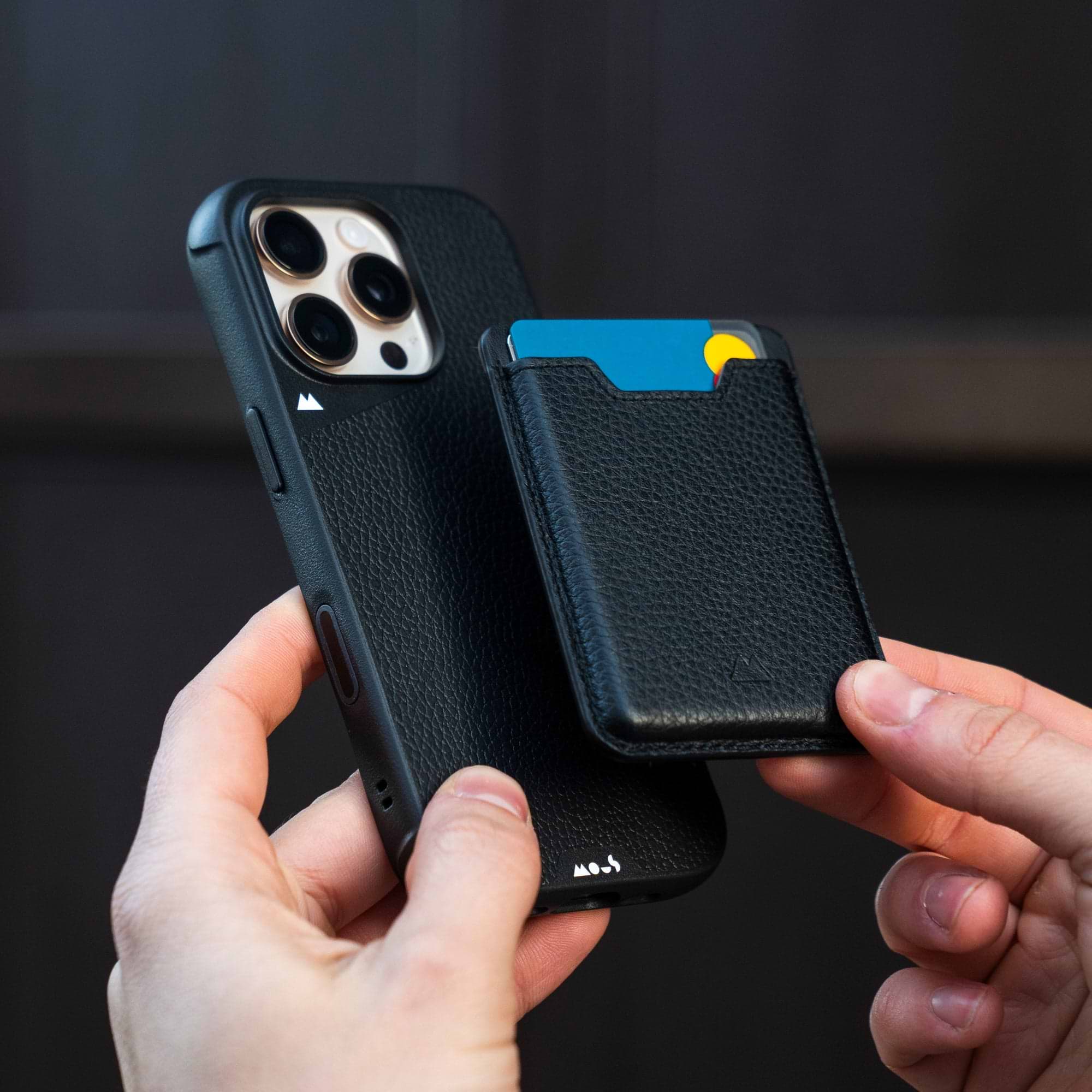 Mous | MagSafe® Compatible Black Leather Phone Case with