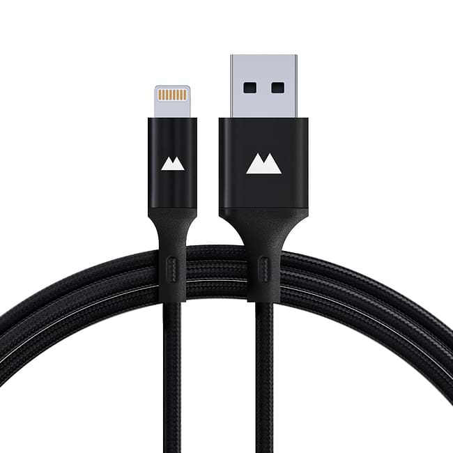 Cavo per iPhone in nylon intrecciato, da USB a Lightning, Moxie - nero 2 metri - Italiano Cavo per iPhone in nylon intrecciato, da USB a Lightning, Moxie - nero 2 metri - Italiano