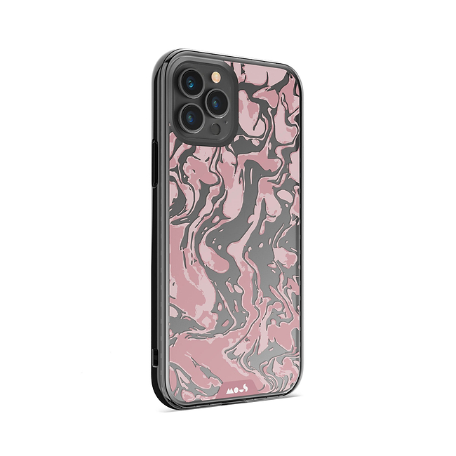 Clear Protective Phone Case Transparent Qi Wireless Charging Marbled Dusky Pink Design |