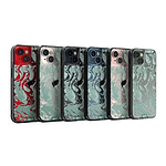 Clear Protective Phone Case Transparent Qi Wireless Charging Marbled Sage Green Design | iPhone 13,iPhone 13 mini