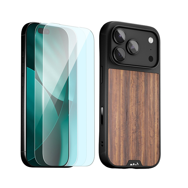 Walnut Protective Case and Screen Protector - Apple Essentials Kit
