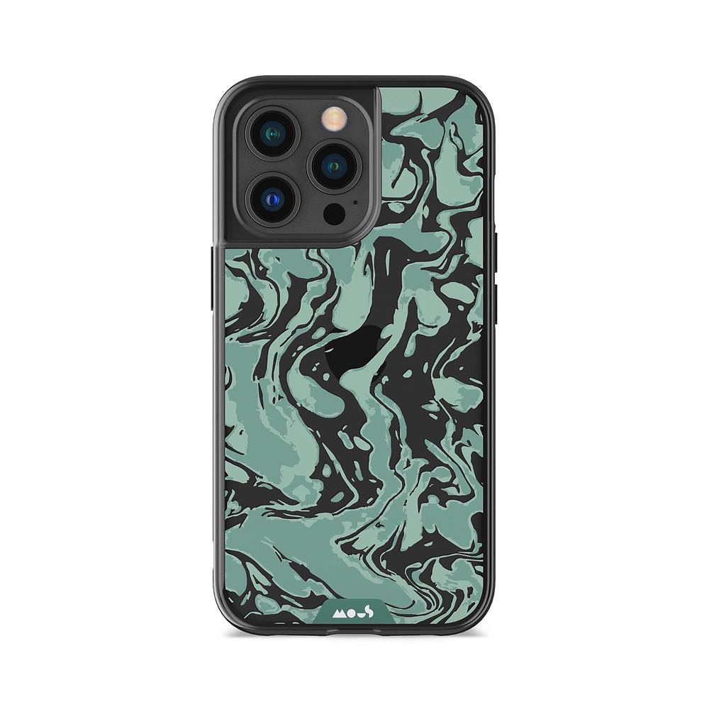 Clear Protective Phone Case Transparent Qi Wireless Charging Marbled Sage Green Design | iPhone 13 Pro Max,iPhone 13 Pro,iPhone 14 Pro Max,iPhone 14 Pro,iPhone 12 Pro Max,iPhone 12 Pro