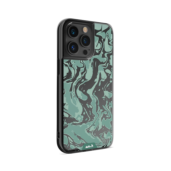 Clear Protective Phone Case Transparent Qi Wireless Charging Marbled Sage Green Design | iPhone 13 Pro Max,iPhone 13 Pro,iPhone 14 Pro Max,iPhone 14 Pro,iPhone 12 Pro Max,iPhone 12 Pro