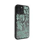 Clear Protective Phone Case Transparent Qi Wireless Charging Marbled Sage Green Design |iPhone 15 Pro,iPhone 15 Pro Max