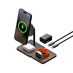 3 in 1 Charging Stand with Qi2 and Apple Technology —  Walnut
