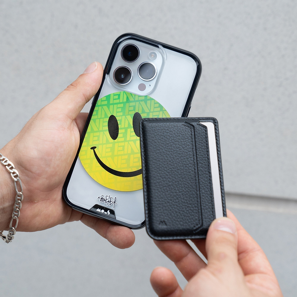 Clear Transparent iPhone Case Ben Eine Green Smiley MagSafe Wireless Charging | iPhone 14 Pro Max,iPhone 14 Pro,iPhone 14,iPhone 14 Plus,iPhone 15 Pro,iPhone 15 Pro Max,iPhone 15,iPhone 15 Plus