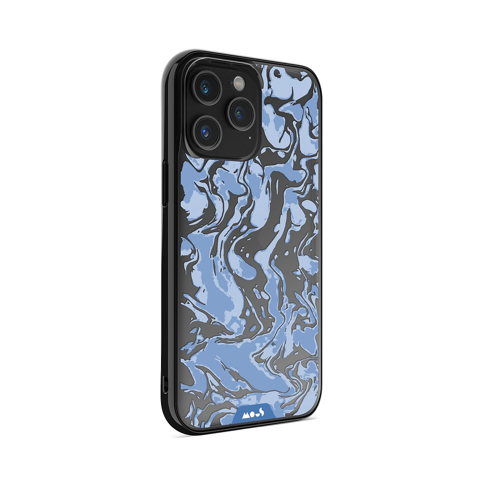 Clear Protective Phone Case Transparent Qi Wireless Charging Marbled Sky Blue Design | iPhone 15 Pro,iPhone 15 Pro Max