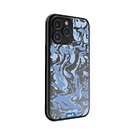 Clear Protective Phone Case Transparent Qi Wireless Charging Marbled Sky Blue Design | iPhone 15 Pro,iPhone 15 Pro Max