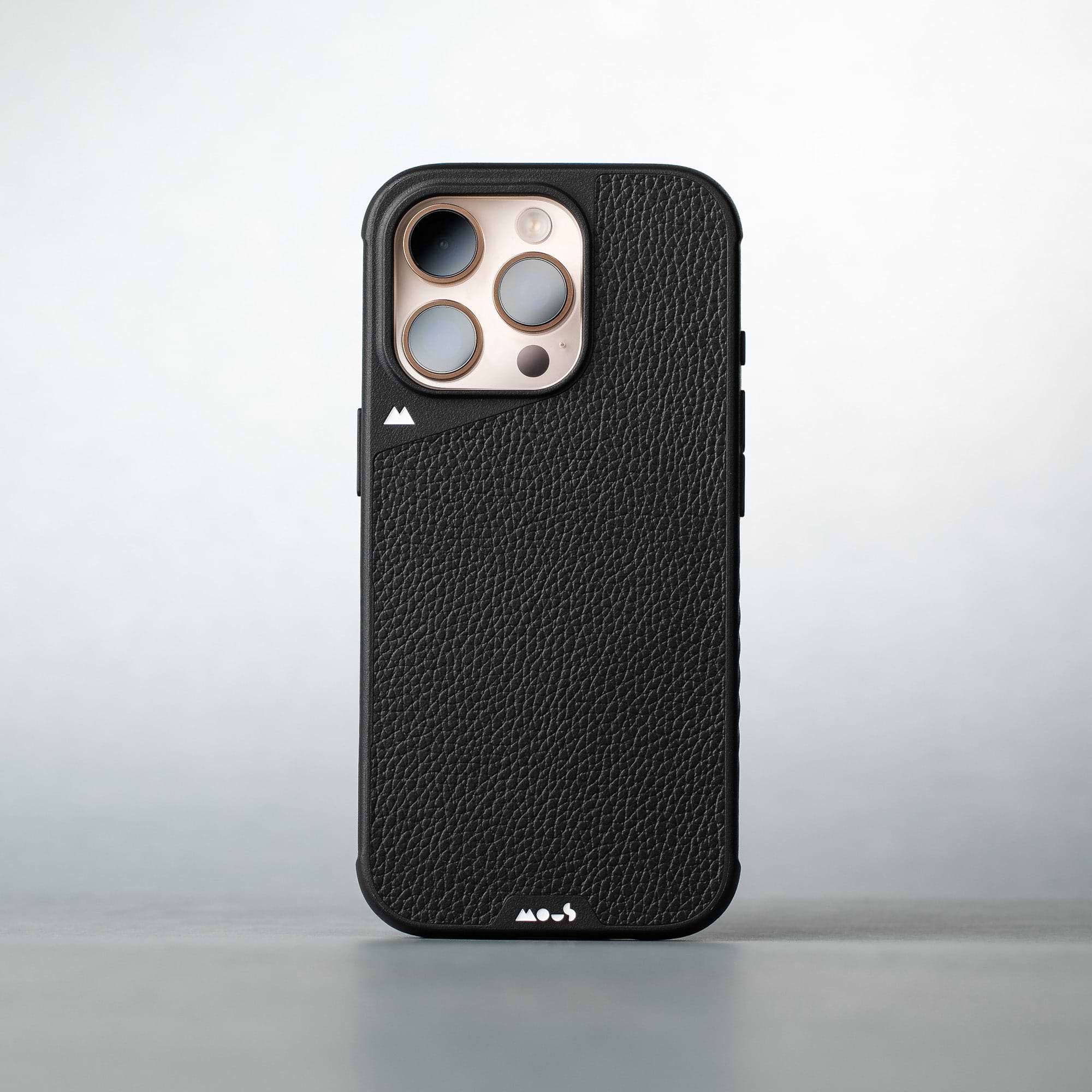 Mous | Black Leather Protective Phone Case with Camera Control