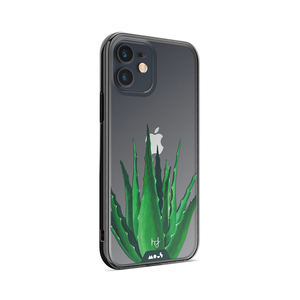 Clear Protective Phone Case Transparent Qi Wireless Charging Spiky Plant Aloe Vera Henry Fraser Design | iPhone 12,iPhone 12 mini