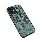 Clear Protective Phone Case Transparent Qi Wireless Charging Marbled Sage Green Design | iPhone 12,iPhone 12 mini