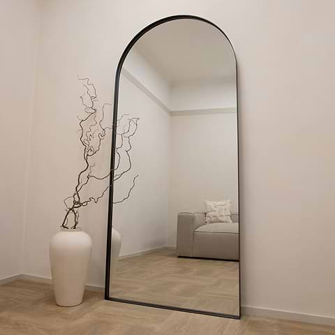Arcus black industrial floor length mirror