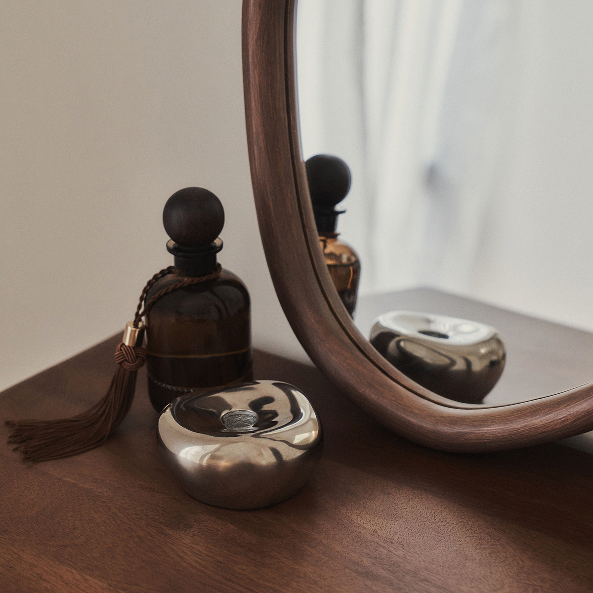 Aaliyah - Dark Wood Irregular Wall Mirror 42cm x 35cm