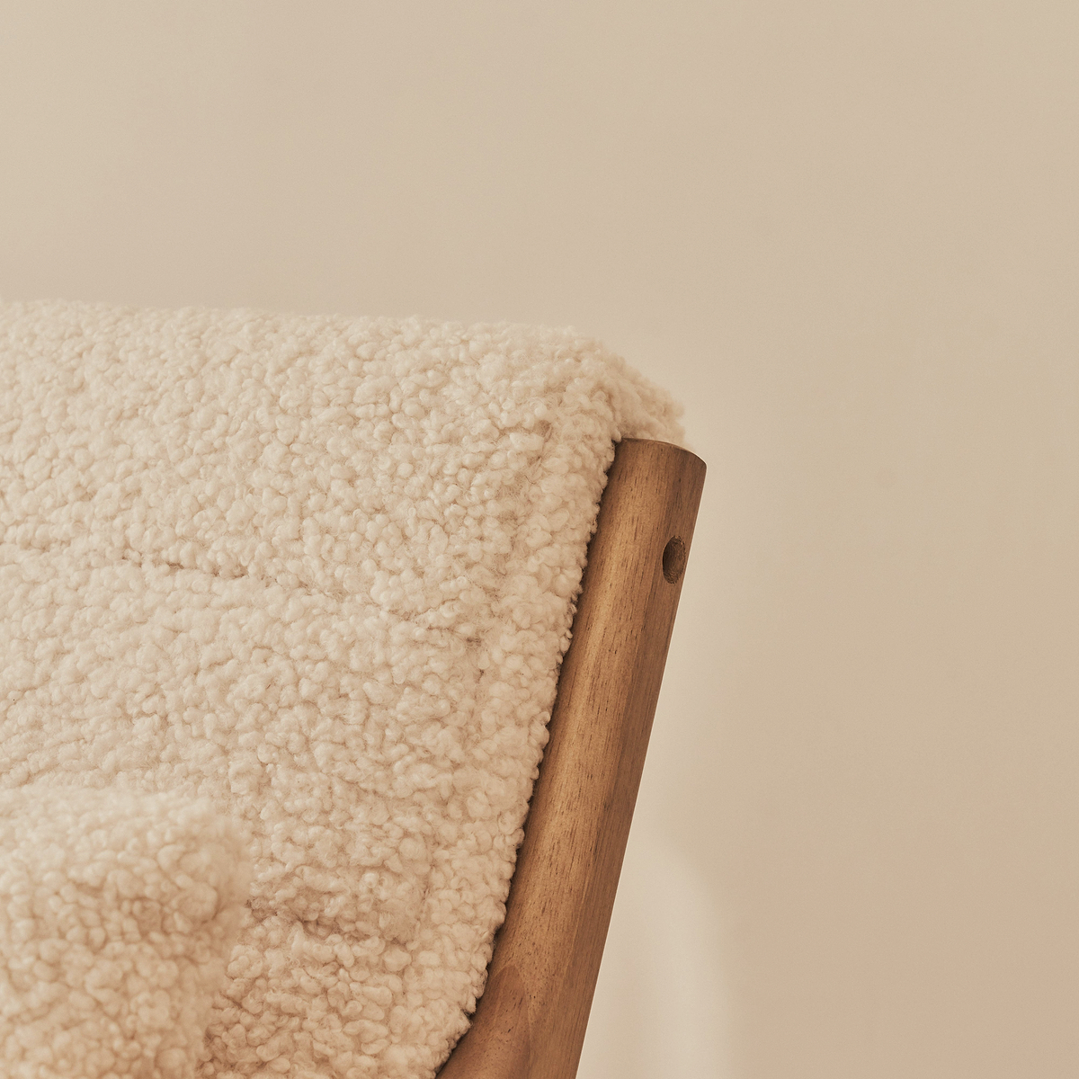 Hudson - Boucle Accent Chair Ivory & Warm Wood