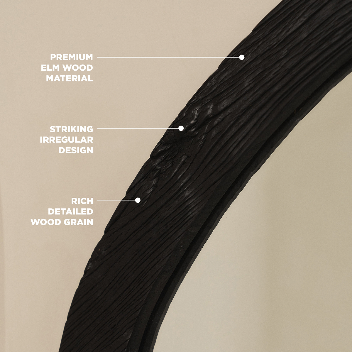 Elowyn - Extra Large Full Length Black Elm Wood Organic Mirror 180cm x 108cm