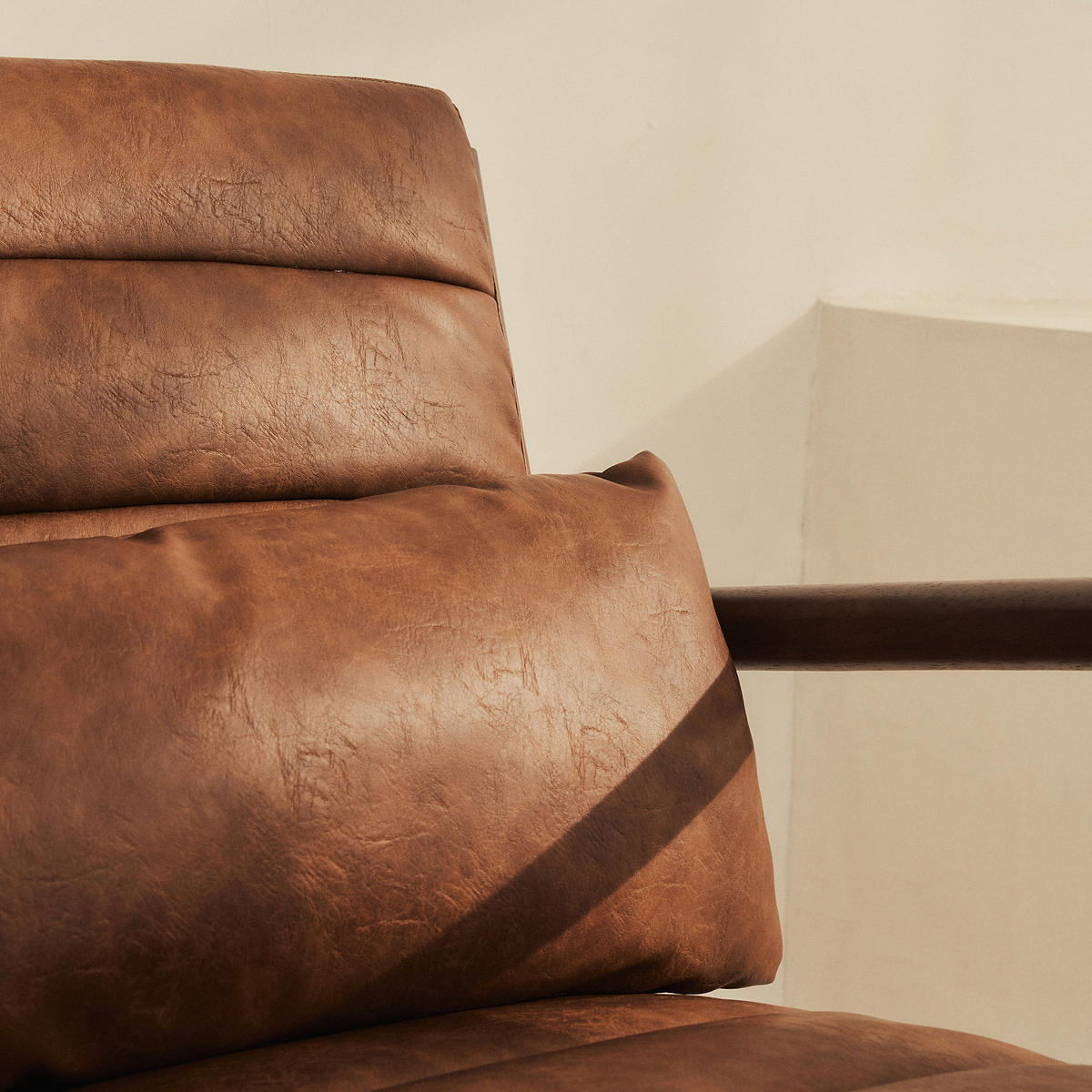 Hudson - Leather Accent Chair Windsor Tan Brown & Dark Wood