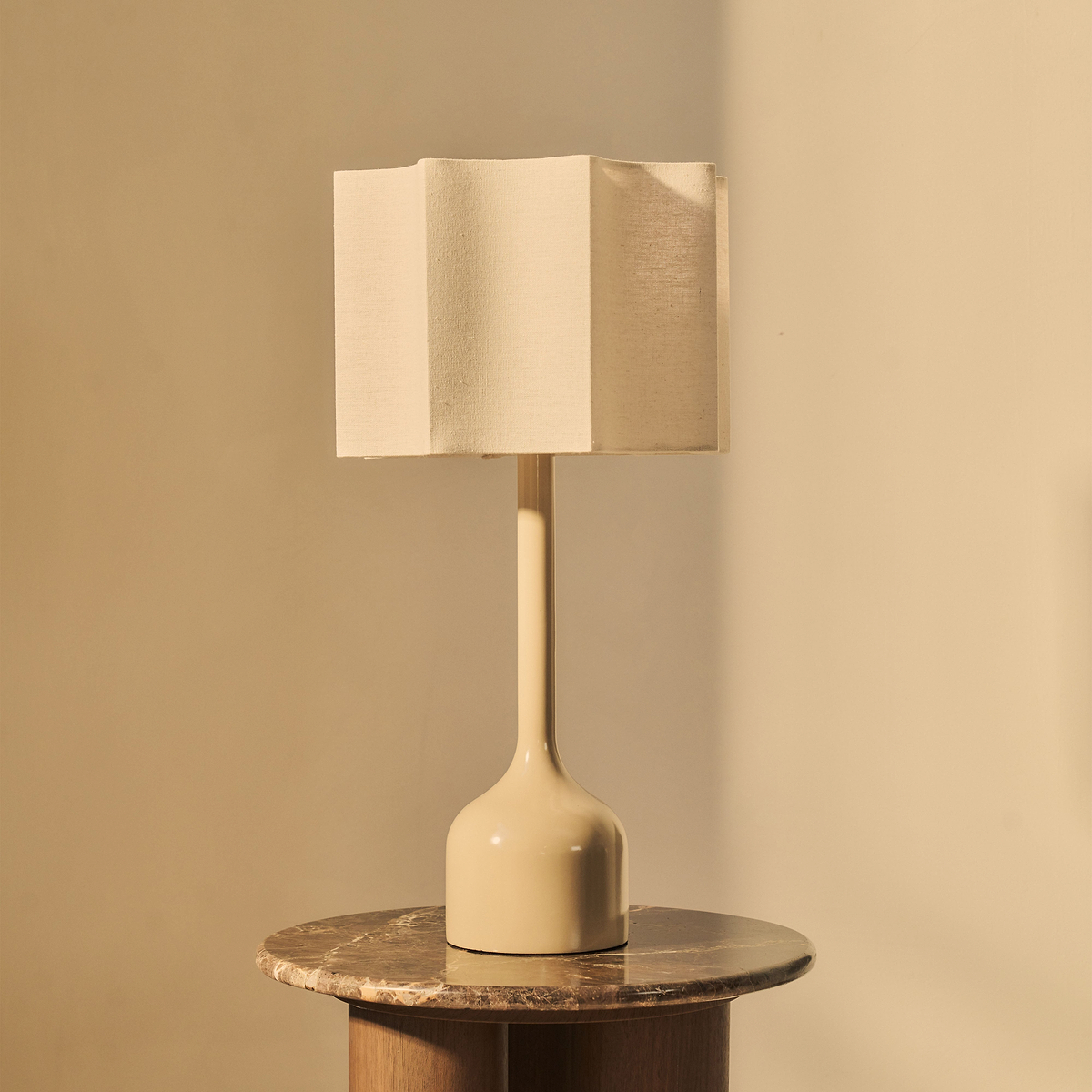 Esme - Beige Gloss Inverted Scallop Shade Table Lamp