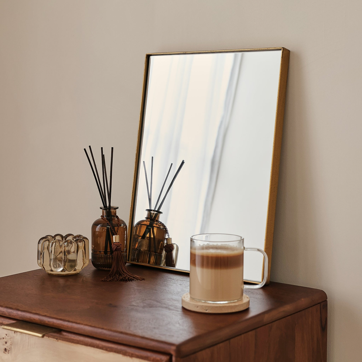 Theo - Gold Rectangular Metal Wall Mirror 40cm x 30cm