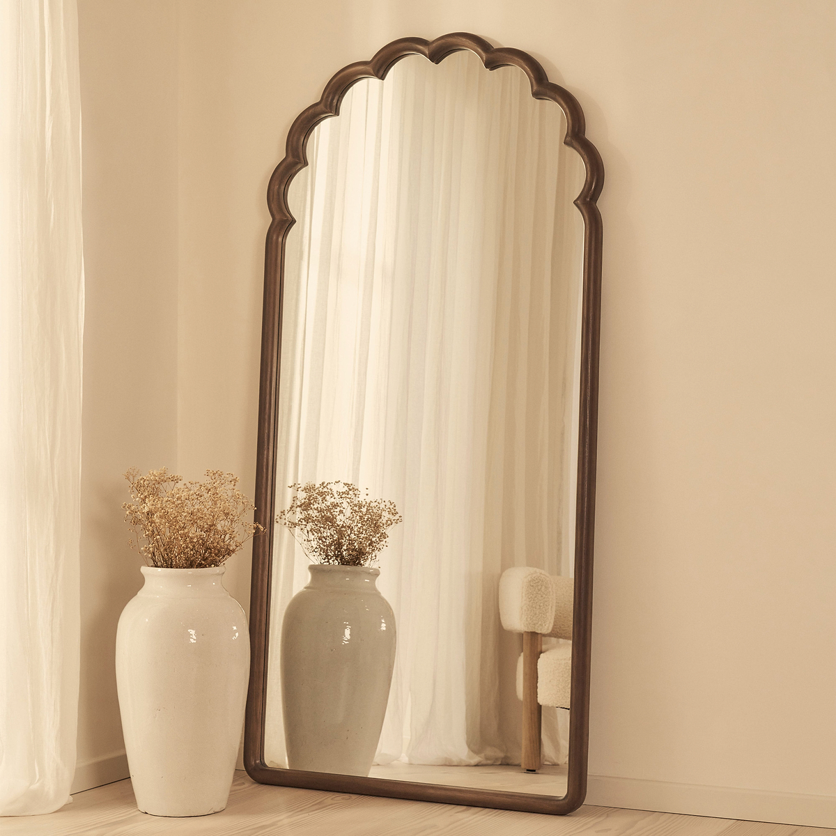 Safi - Full Length Large Arched Dark Wood Mirror 190cm x 90cm