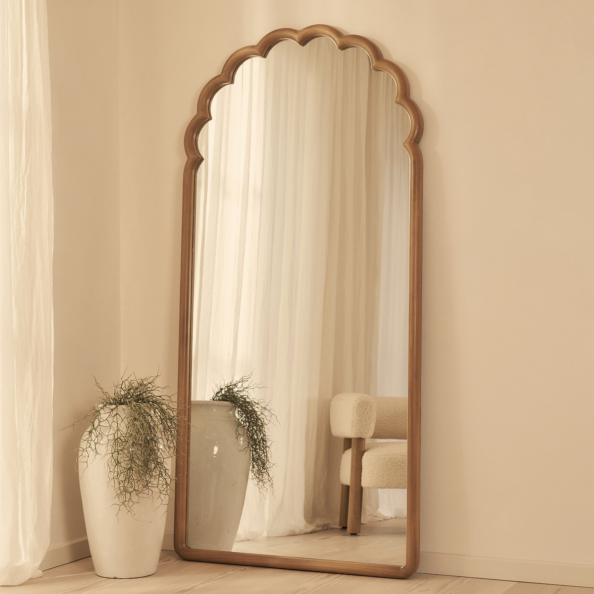 Safi - Full Length Large Arched Warm Wood Mirror 190cm x 90cm