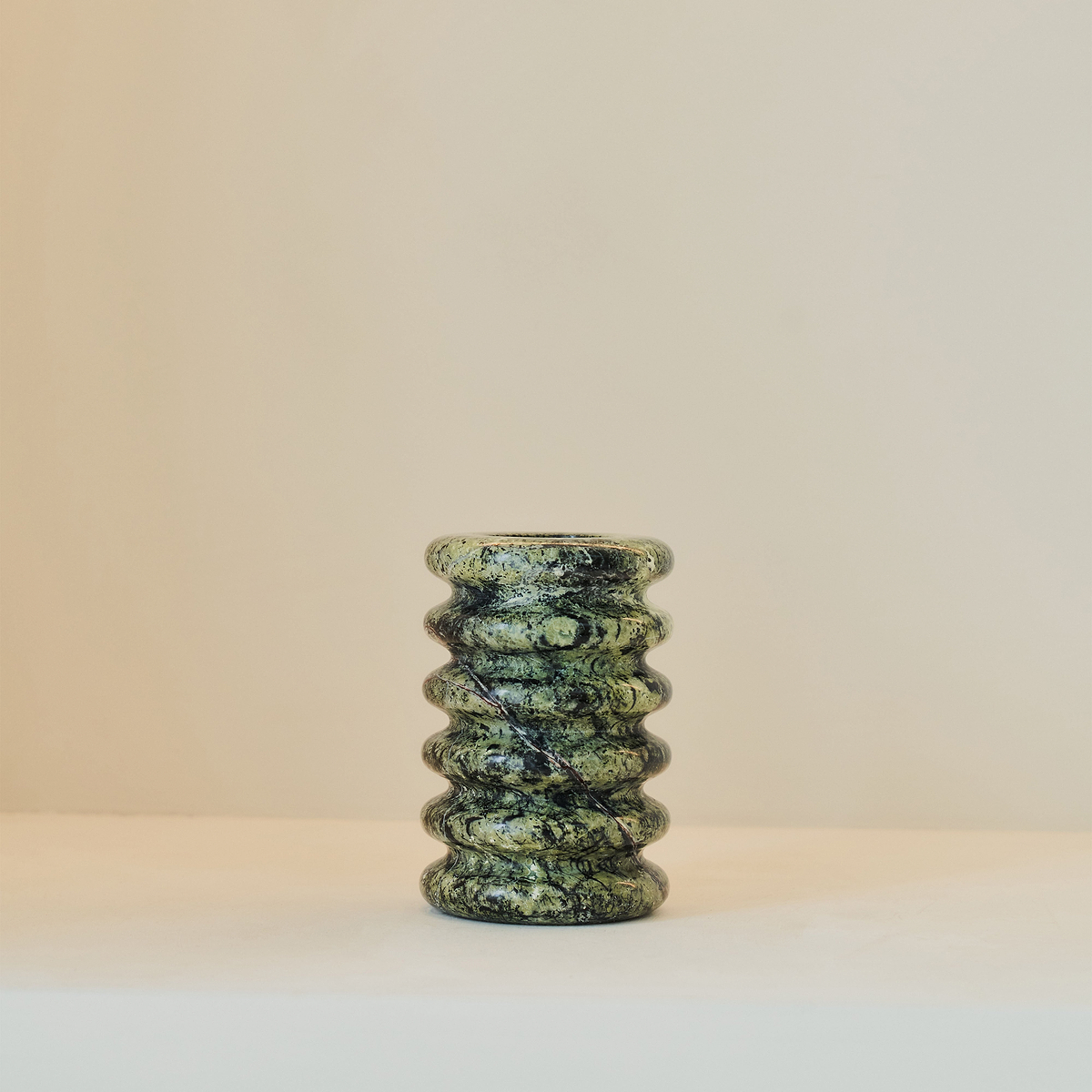 Varella - Green Marble Ribbed Decorative Vase 15cm