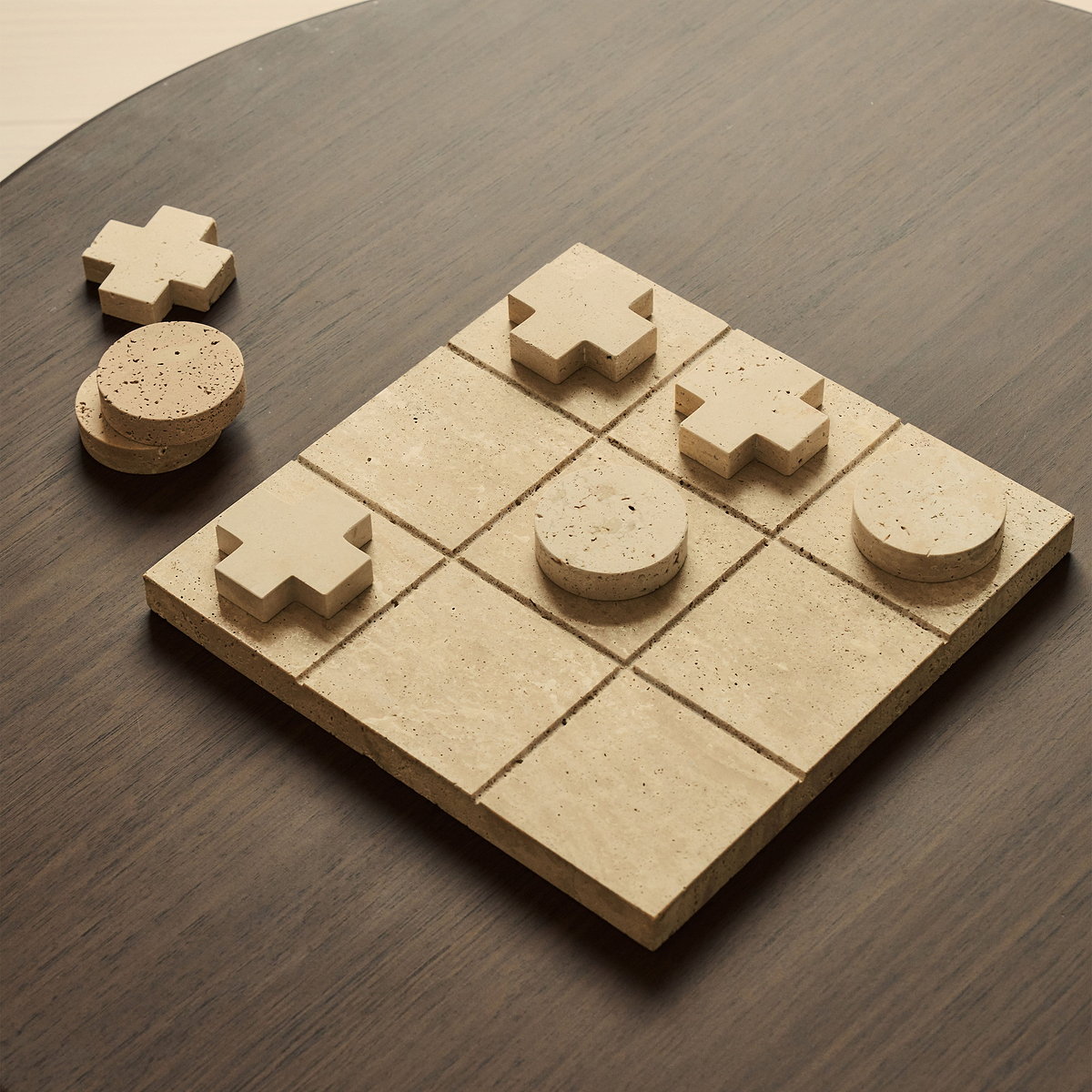 Noughts And Crosses - Cream Travertine Decorative Accessory