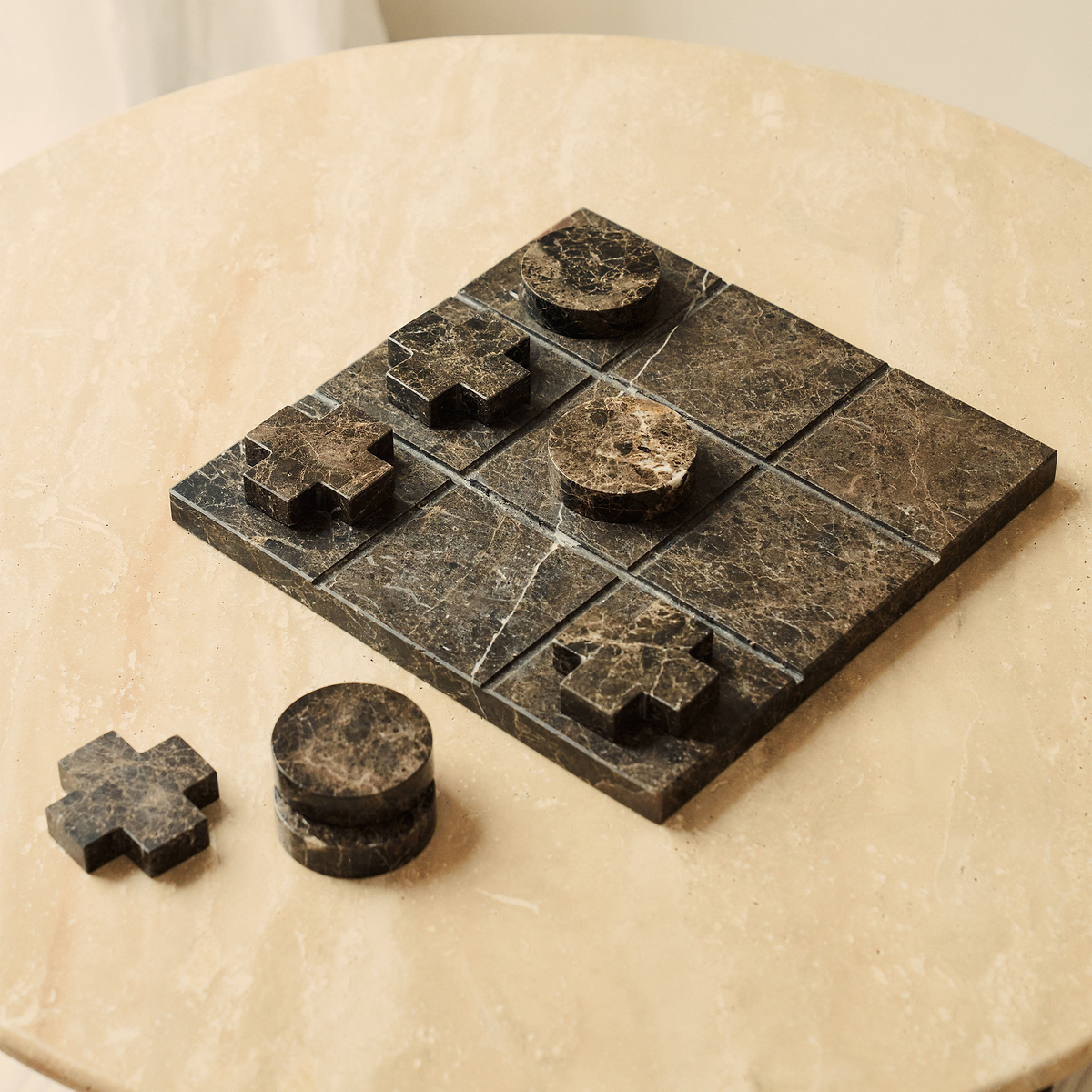 Noughts And Crosses - Dark Emperador Marble Decorative Accessory