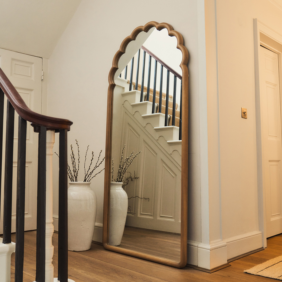 Safi - Full Length Large Arched Warm Wood Mirror 190cm x 90cm