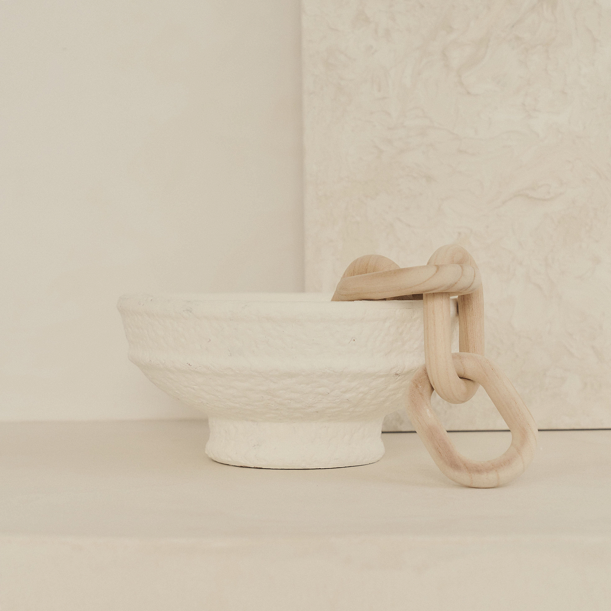 Toledo - Large White Textured Terracotta Bowl