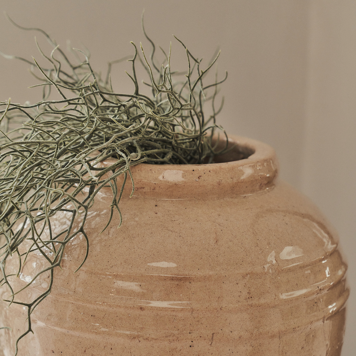 Cyra - Large Beige Gloss Ceramic Vase