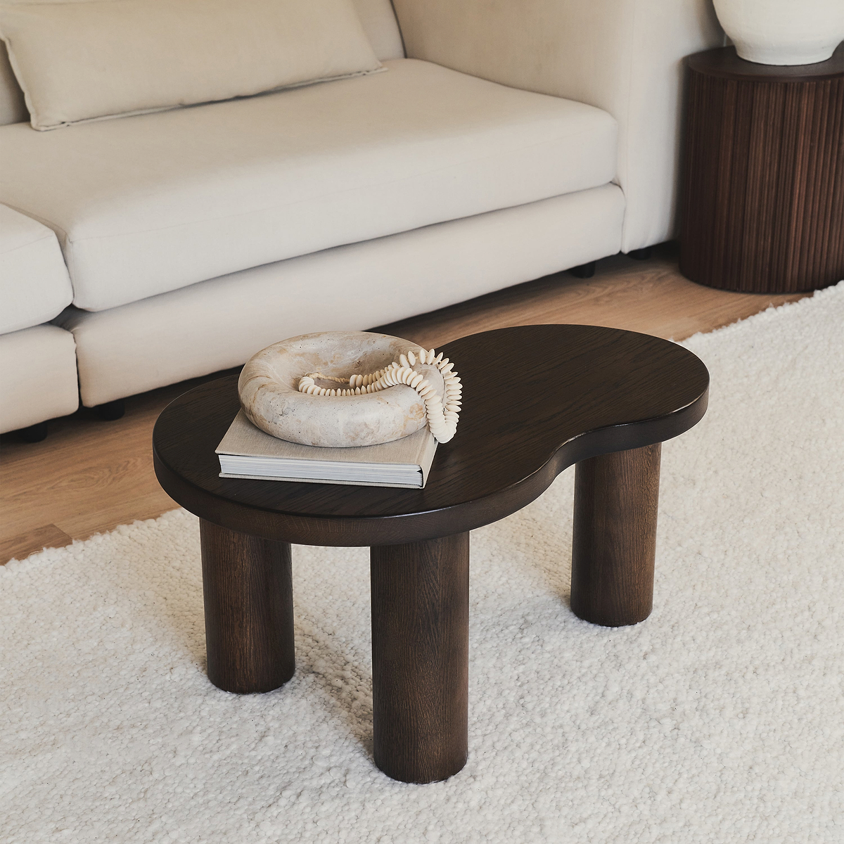 Luca - Solid Dark Wood Irregular Coffee Table 75cm x 53cm