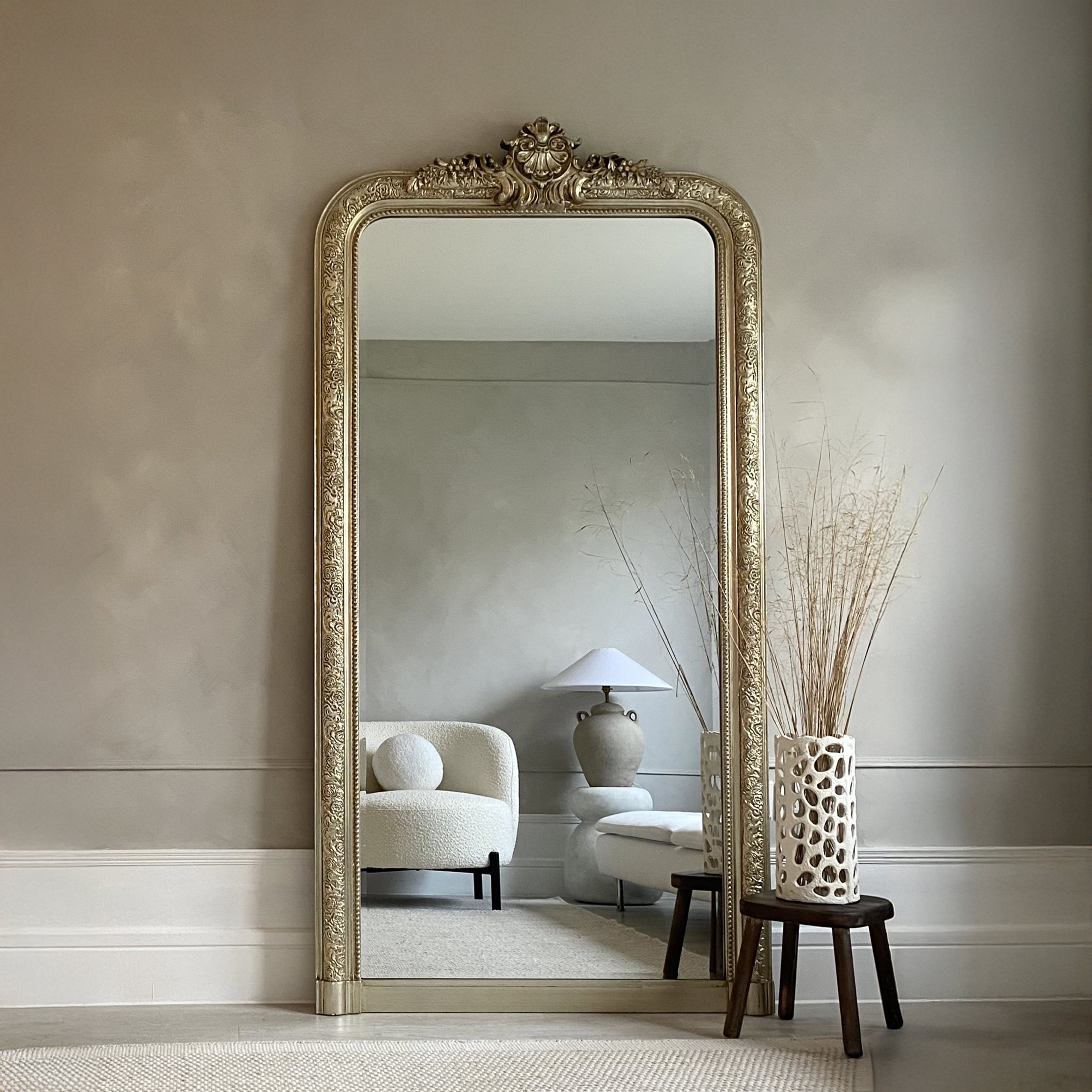 Full Length Champagne Ornate Mirror 196cm x 100cm Kensington - Main Image