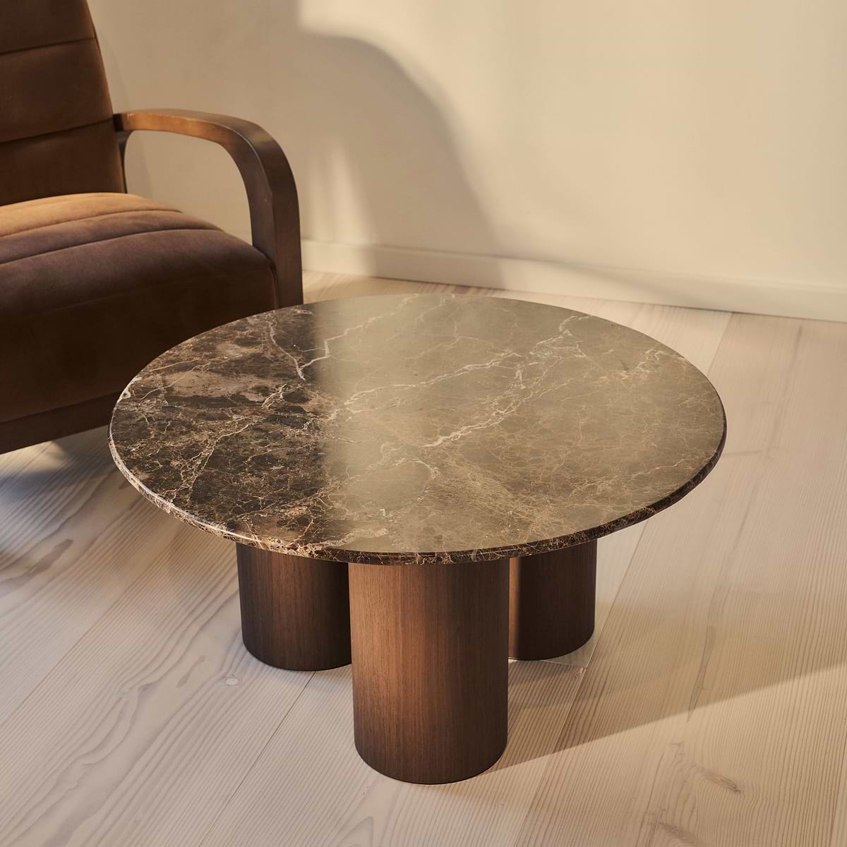 Trivium - Dark Emperador Round Dark Wood Premium Coffee Table