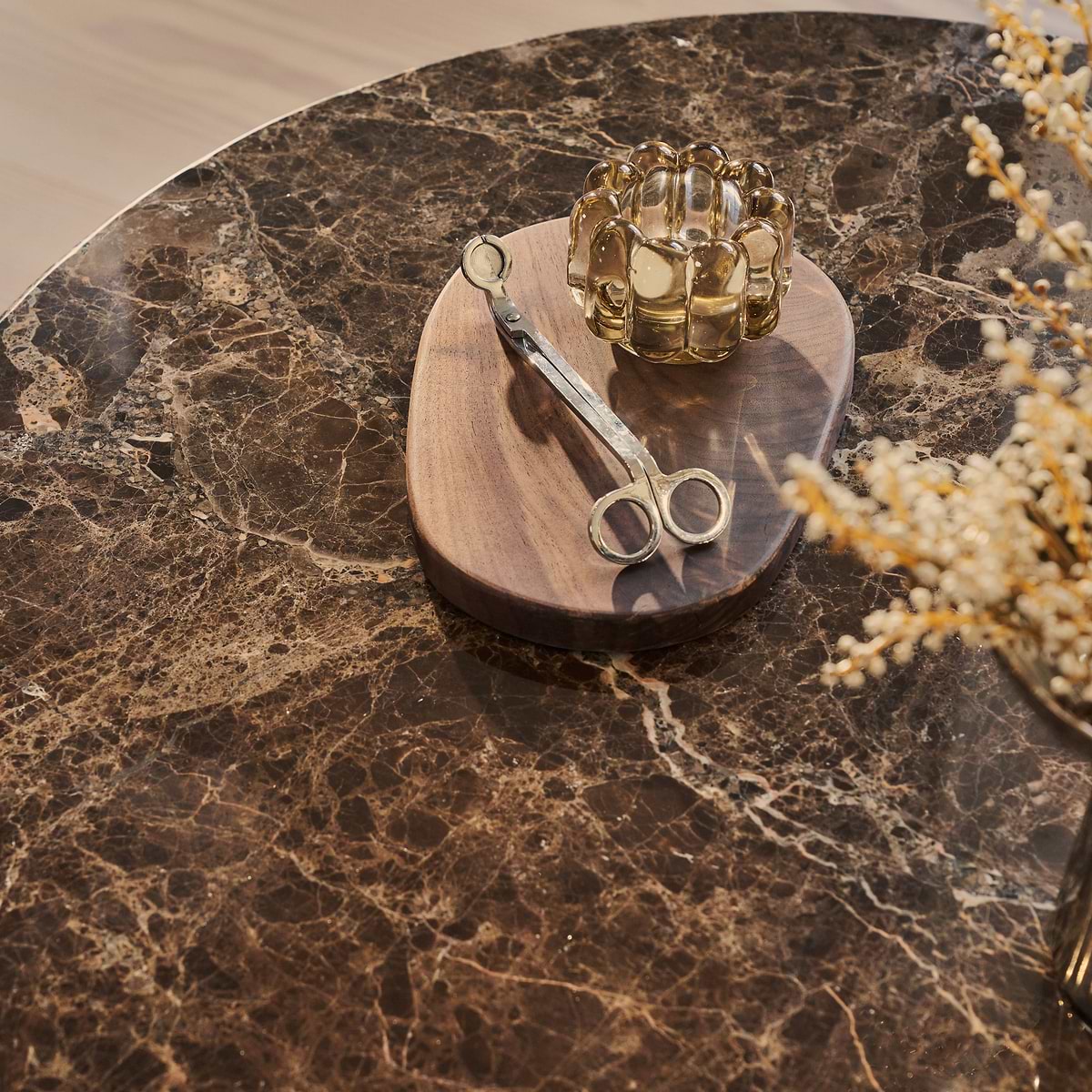 Trivium - Dark Emperador Round Dark Wood Premium Coffee Table