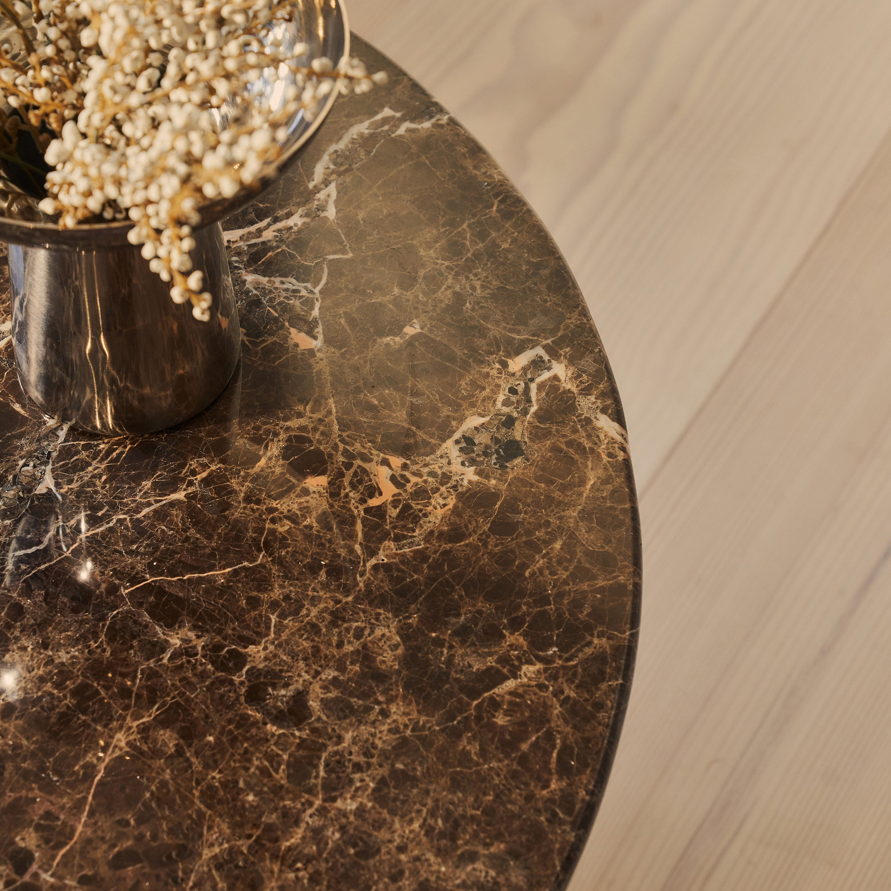 Trivium - Dark Emperador Round Dark Wood Premium Coffee Table