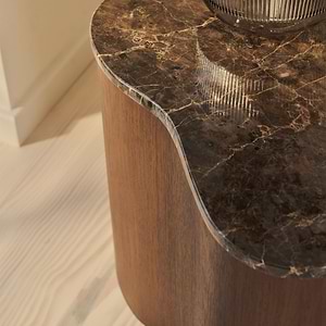 Arlo - Dark Emperador Irregular Dark Wood Premium Side Table