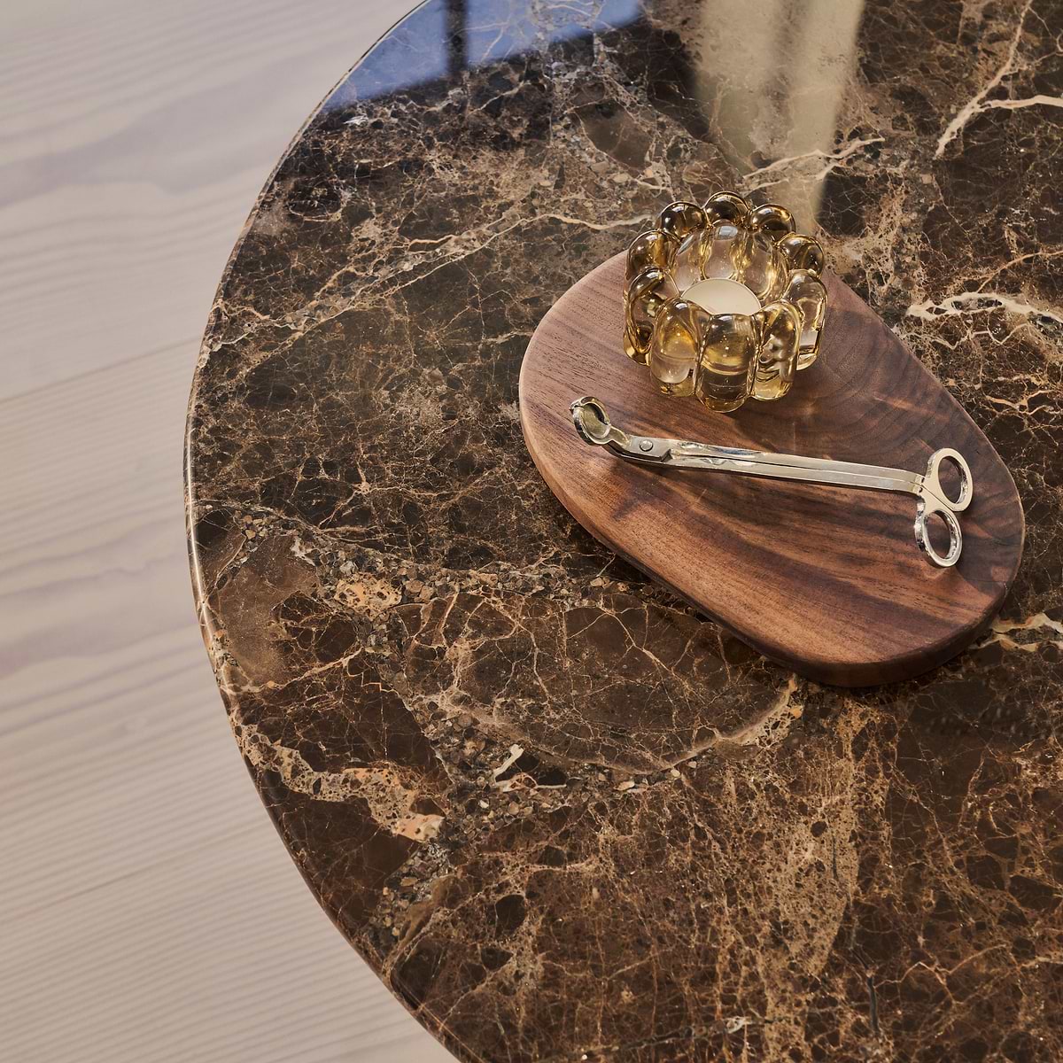 Trivium - Dark Emperador Round Dark Wood Premium Coffee Table