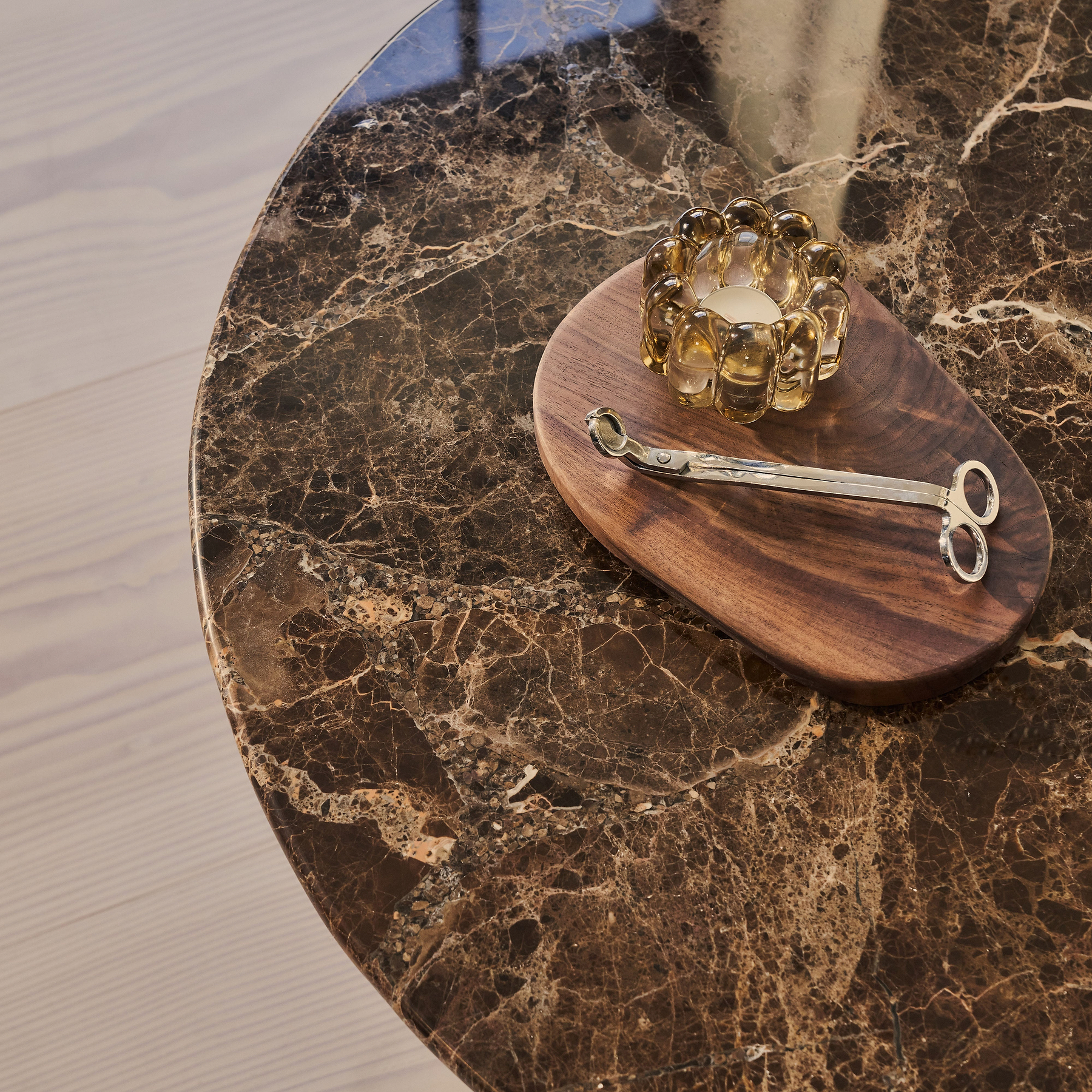 Trivium - Dark Emperador Round Dark Wood Premium Coffee Table