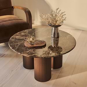 Trivium - Dark Emperador Round Dark Wood Premium Coffee Table