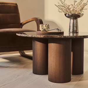 Trivium - Dark Emperador Round Dark Wood Premium Coffee Table