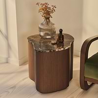 Arlo - Dark Emperador Irregular Dark Wood Premium Side Table