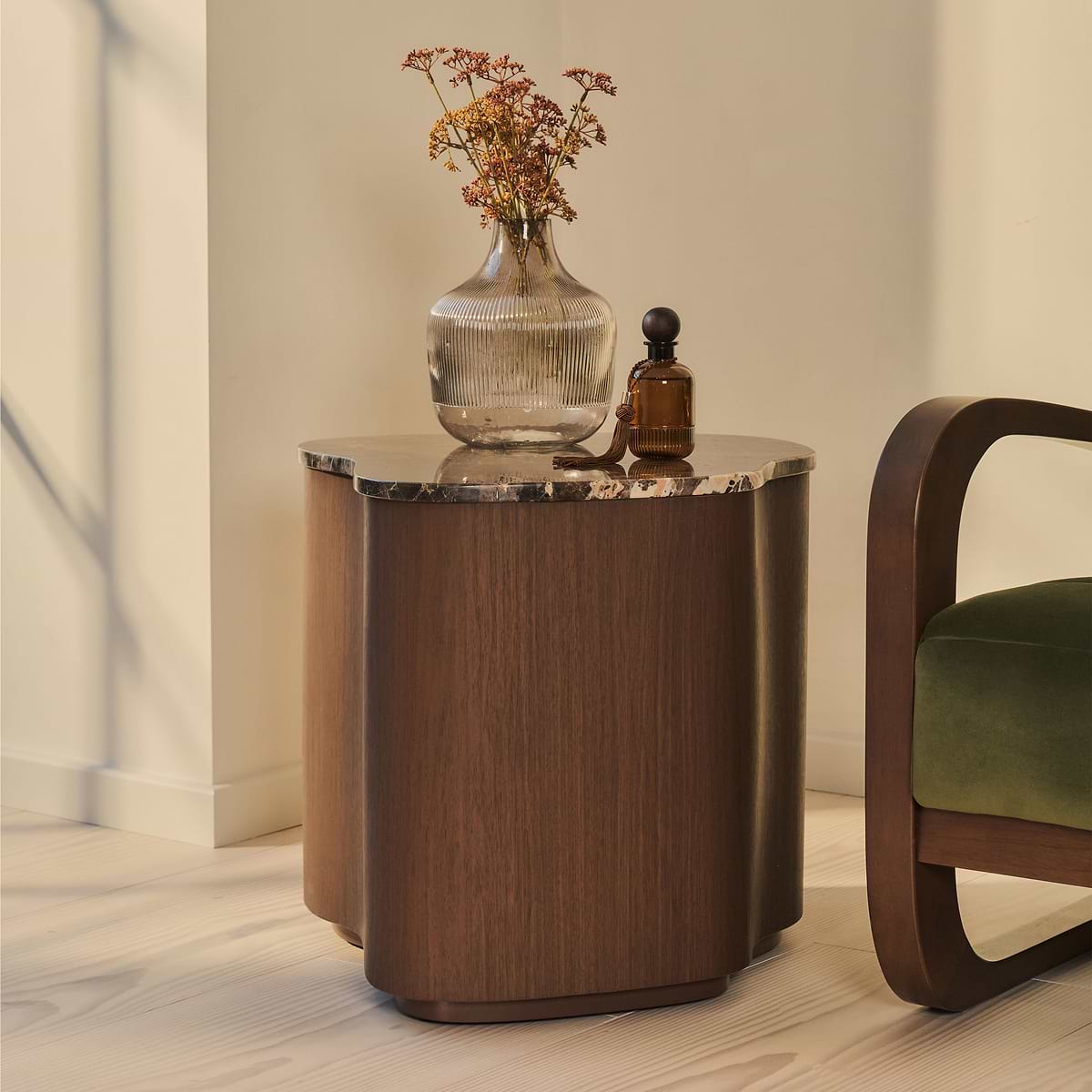 Arlo - Dark Emperador Irregular Dark Wood Premium Side Table