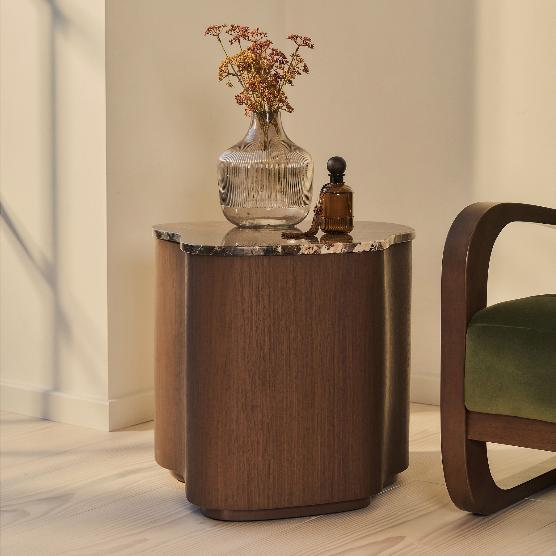 Arlo - Dark Emperador Irregular Dark Wood Premium Side Table