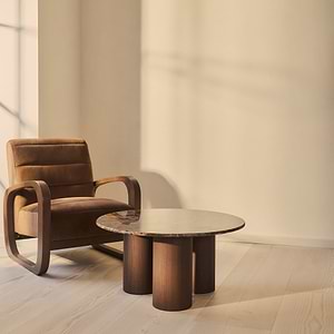 Trivium - Dark Emperador Round Dark Wood Premium Coffee Table